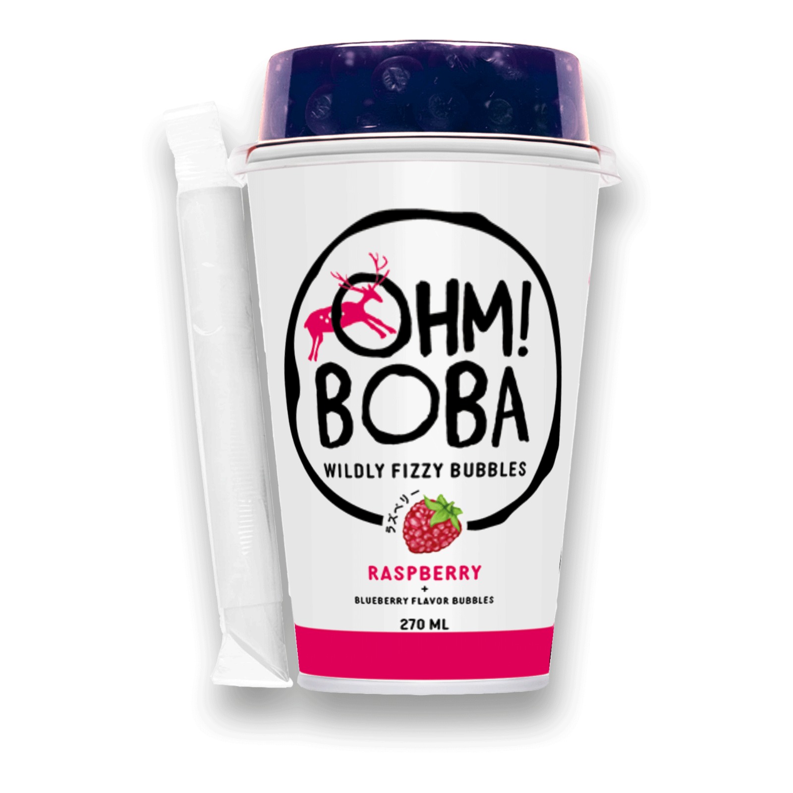 OHM!BoBa Bubble Tea Raspberry 270 ml OHM!BoBa Bubble Tea avieciu skonio gerimas su burbuliukais, 270 ml